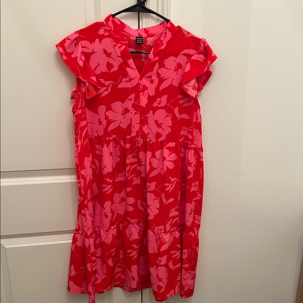 SHEIN Red Floral Dress